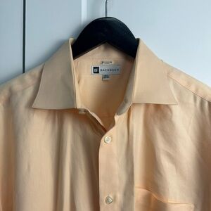 Bachrach Men's Dress Shirt Button Down 100% Cotton Size 16 1/2 Color Peach